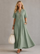 Nathalia™ | Pleated Dress – Green | The Bellemont Sisters Australia