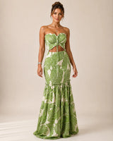 Alessia | Tropical Maxi Dress – Palm Green | The Bellemont Sisters Australia