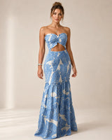 Alessia | Tropical Maxi Dress – Coastal Blue | The Bellemont Sisters Australia