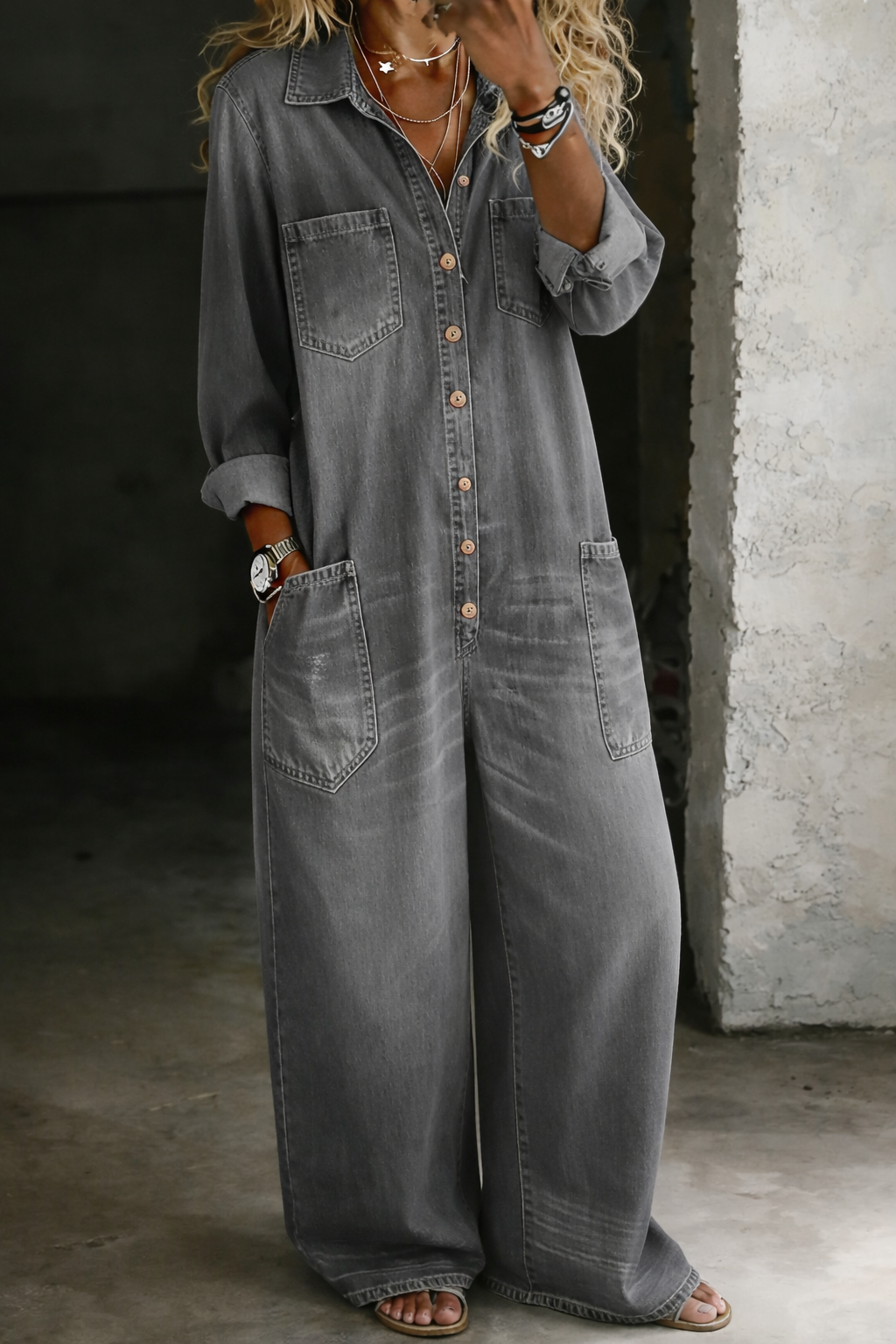 Lena | Casual Comfort Jumpsuit – Grey | The Bellemont Sisters Australia