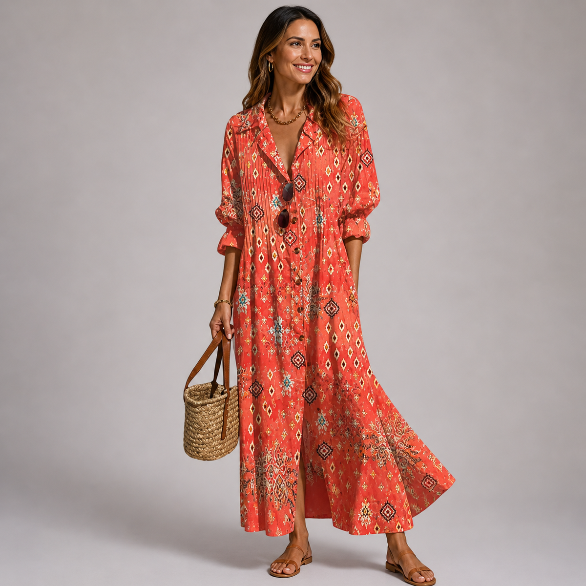 Women's Floral Maxi Dress – Orange | The Bellemont Sisters Australia