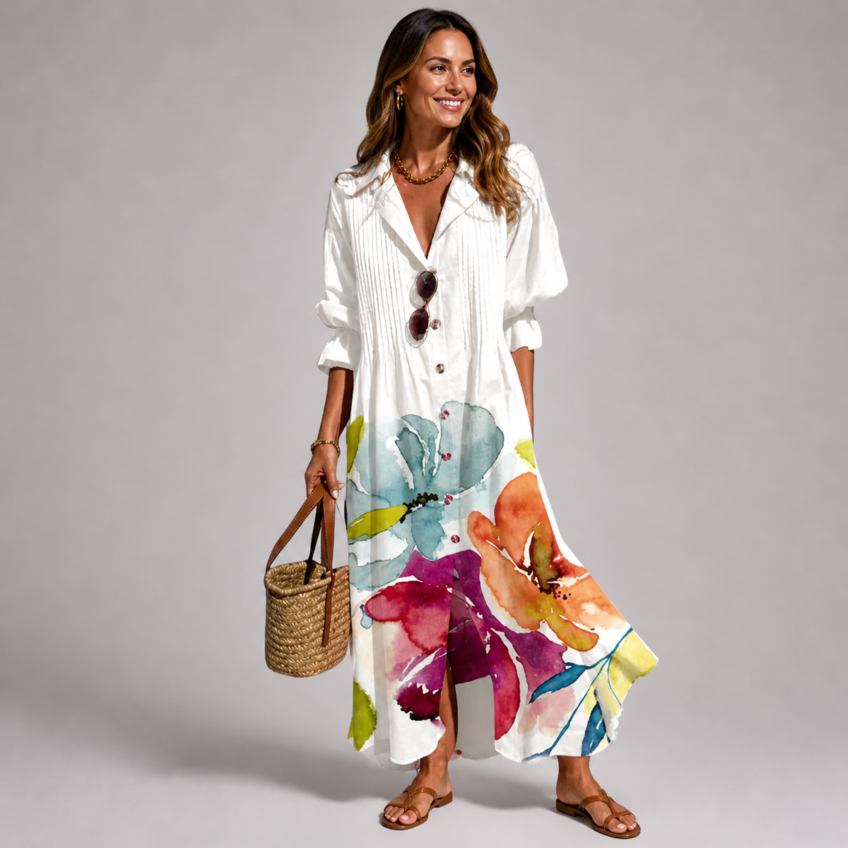 Women's Floral Maxi Dress – White | The Bellemont Sisters Australia