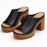 Mizella | Platform Heels – Black Leather | The Bellemont Sisters Australia