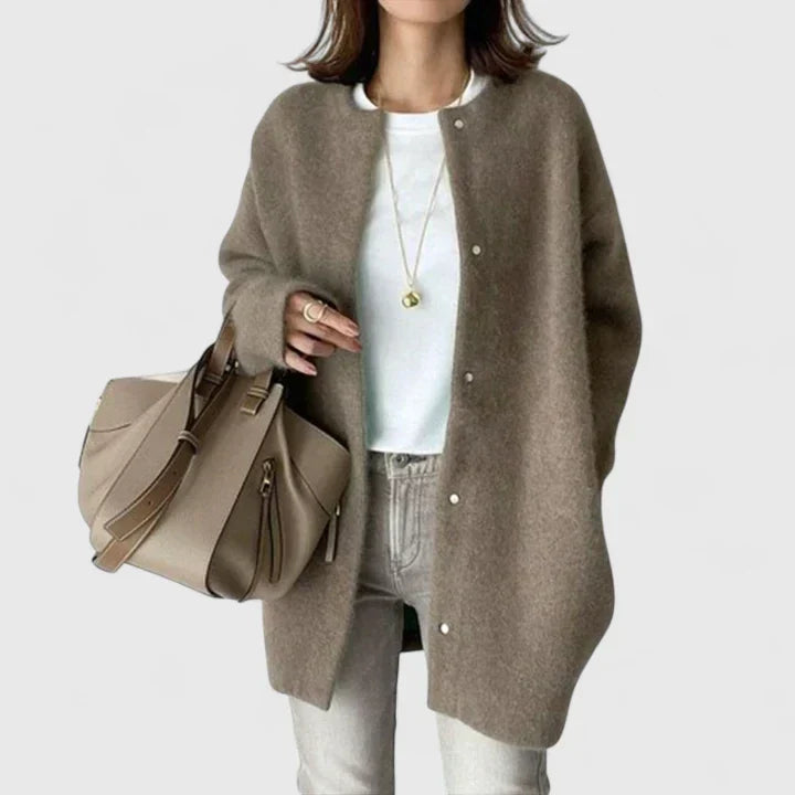 Samarielis | Elegant Cardigan – Caramel Brown | The Bellemont Sisters Australia
