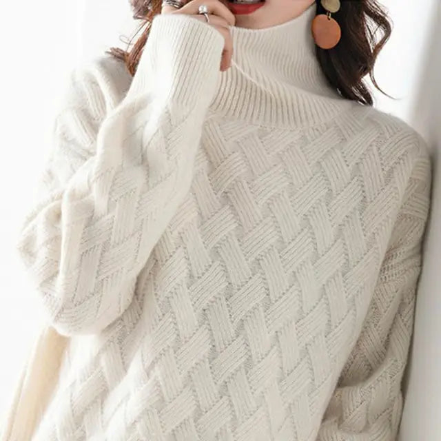 Stylish Turtleneck | Luxury Autumn Sweater – Beige | The Bellemont Sisters Australia