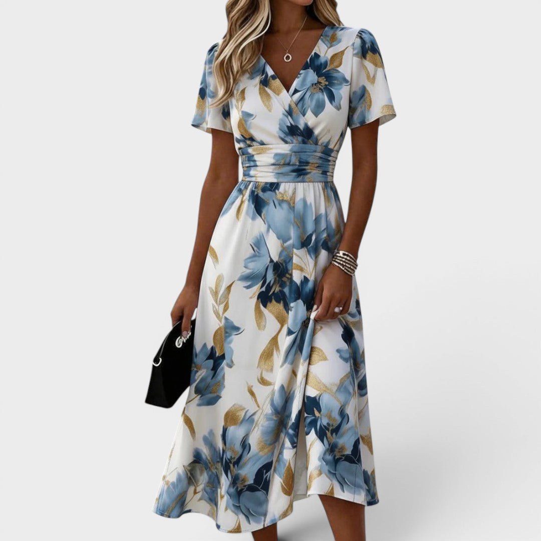 Denise | Floral Wrap Waist Midi Dress – Multicolor | The Bellemont Sisters Australia