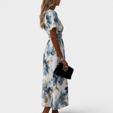 Denise | Floral Wrap Waist Midi Dress | The Bellemont Sisters Australia