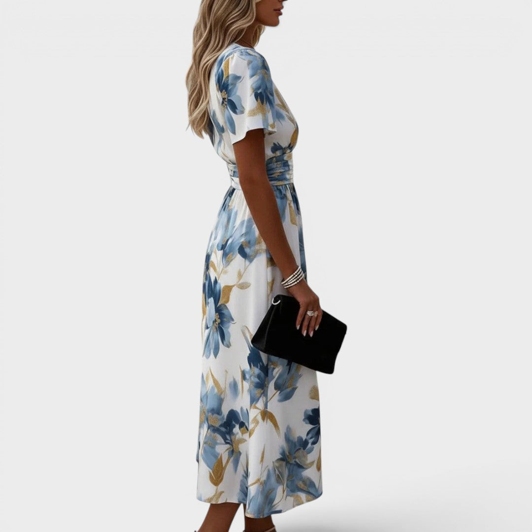 Denise | Floral Wrap Waist Midi Dress | The Bellemont Sisters Australia