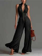 Mia – Pleated Chiffon Jumpsuit for Women – Black | The Bellemont Sisters Australia