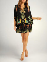 Sahara | Drop Shoulder Sleeve Coconut Tree Printed Dress | The Bellemont Sisters Australia