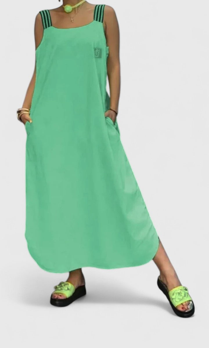 Pandora | Elegant Suspender Dress – Green | The Bellemont Sisters Australia