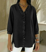 Abigail™ Elegant Denim Blouse – Black | The Bellemont Sisters Australia