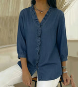 Abigail™ Elegant Denim Blouse | The Bellemont Sisters Australia