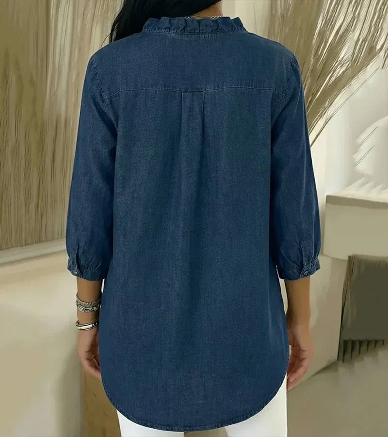 Abigail™ Elegant Denim Blouse | The Bellemont Sisters Australia