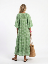 Apolline | Three Quarter Sleeve V Neck Patterned Midi Dress | The Bellemont Sisters Australia