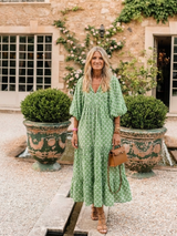 Apolline | Three Quarter Sleeve V Neck Patterned Midi Dress | The Bellemont Sisters Australia