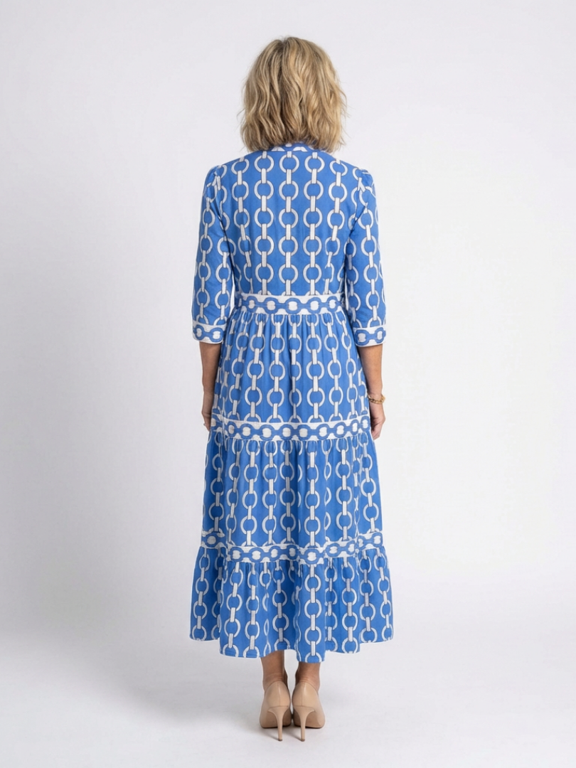 Ysolde | Three Quarter Sleeve Chain Pattern Midi Dress | The Bellemont Sisters Australia