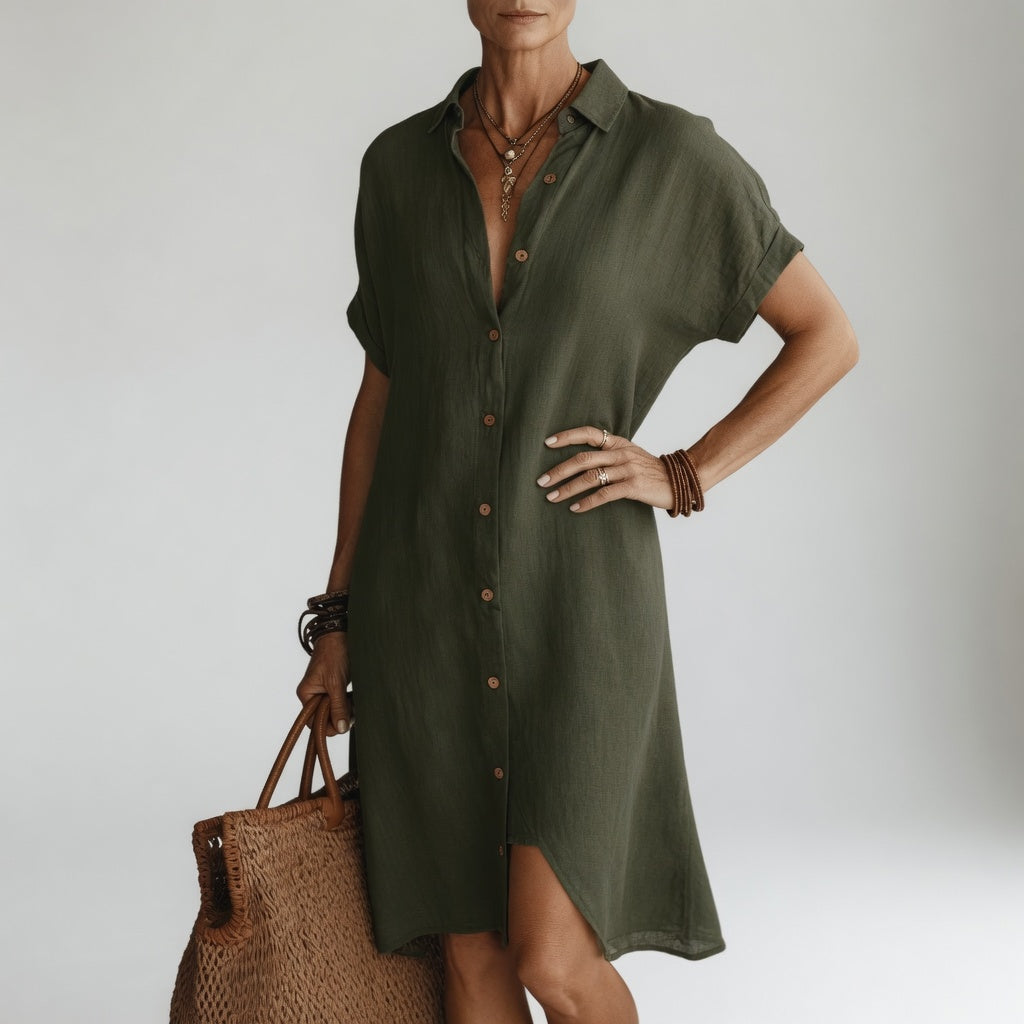 Genevieve - Premium Midi Shirt Dress – Army Green | The Bellemont Sisters Australia
