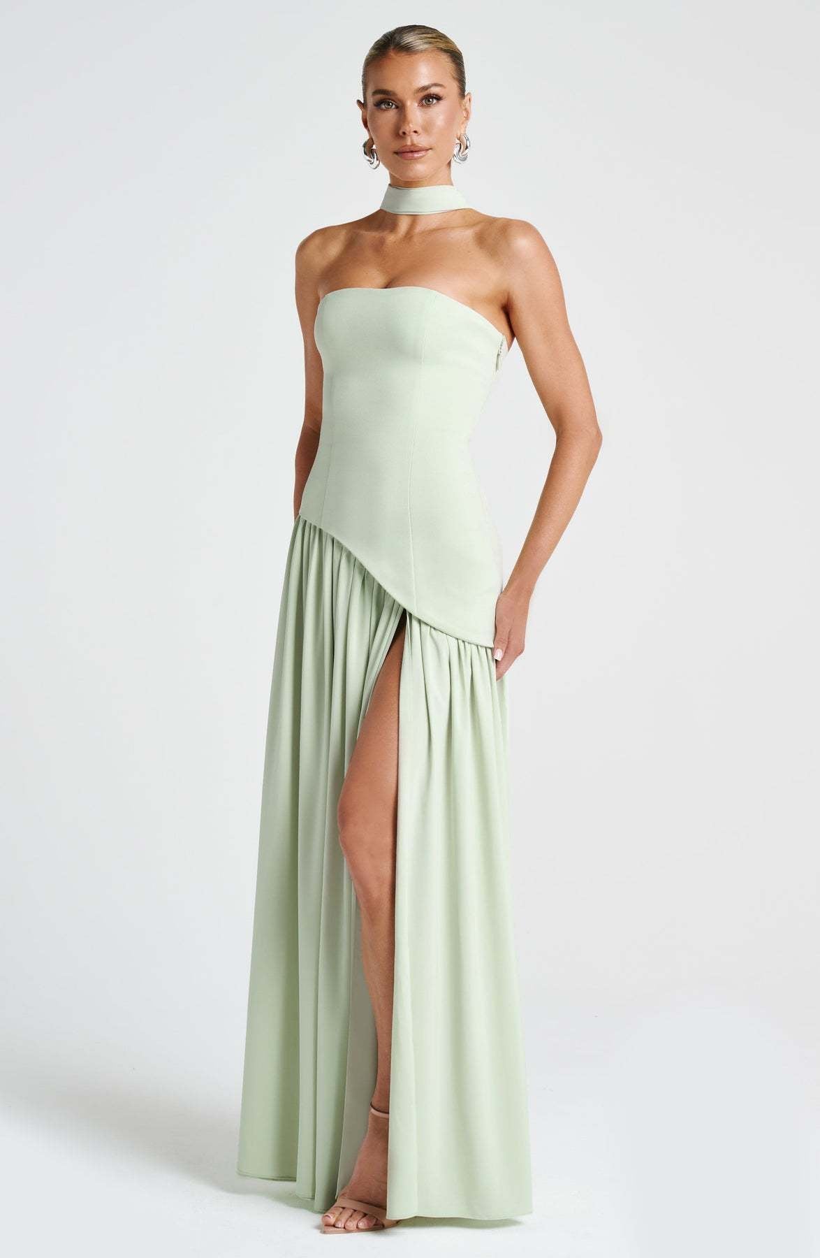 Valentina - Backless Split Dress – Green | The Bellemont Sisters Australia