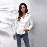 Sydney | Women’s Casual Workwear Loose Fit Satin Blouses – White | The Bellemont Sisters Australia