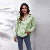Sydney | Women’s Casual Workwear Loose Fit Satin Blouses – Light Green | The Bellemont Sisters Australia
