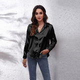 Sydney | Women’s Casual Workwear Loose Fit Satin Blouses – Black | The Bellemont Sisters Australia