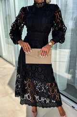 Eloah™ | Elegant Lace Midi Dress – Black | The Bellemont Sisters Australia