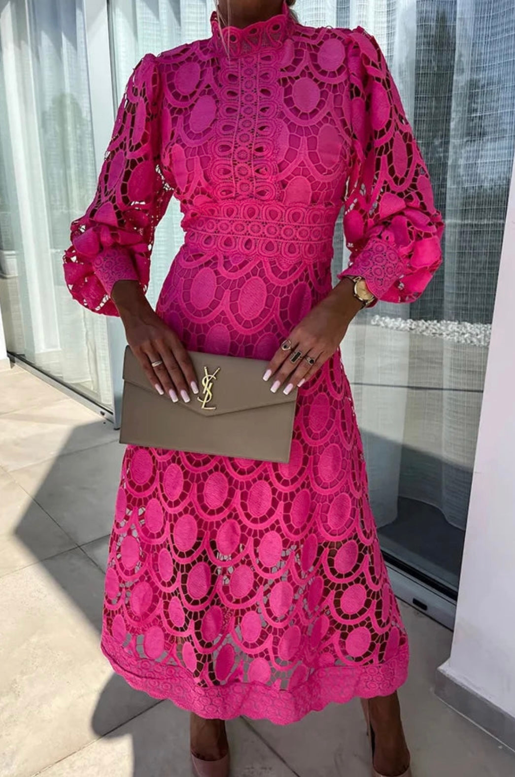 Eloah™ | Elegant Lace Midi Dress – Rose | The Bellemont Sisters Australia