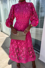 Eloah™ | Elegant Lace Midi Dress – Rose | The Bellemont Sisters Australia