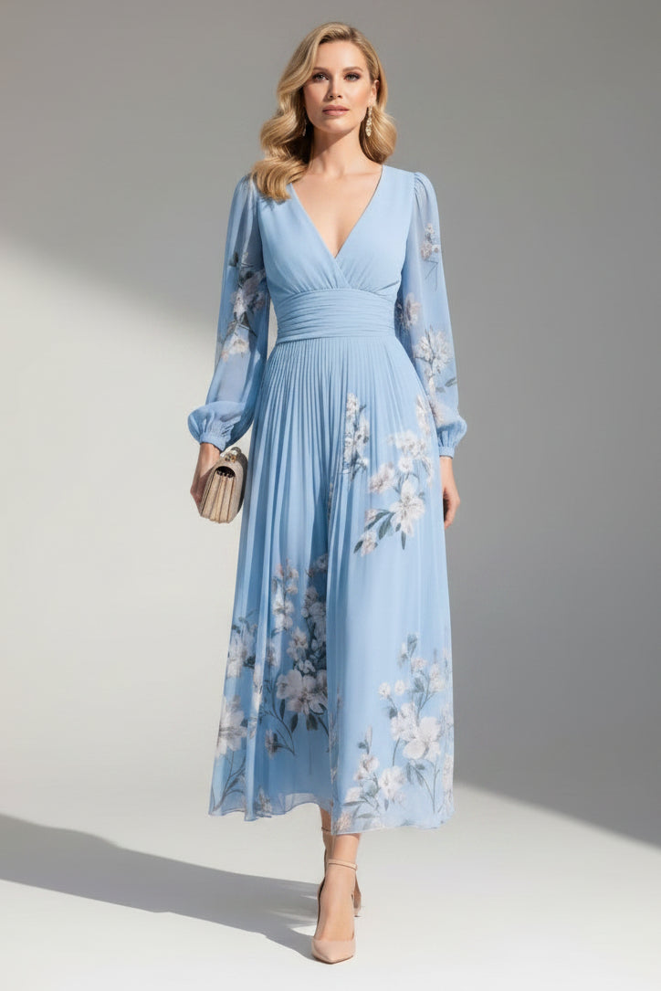 Prescela | Floral Midi Dress – Blue | The Bellemont Sisters Australia