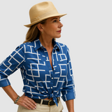 Mandy™ Elegant breathable Blouse – Ocean Blue | The Bellemont Sisters Australia
