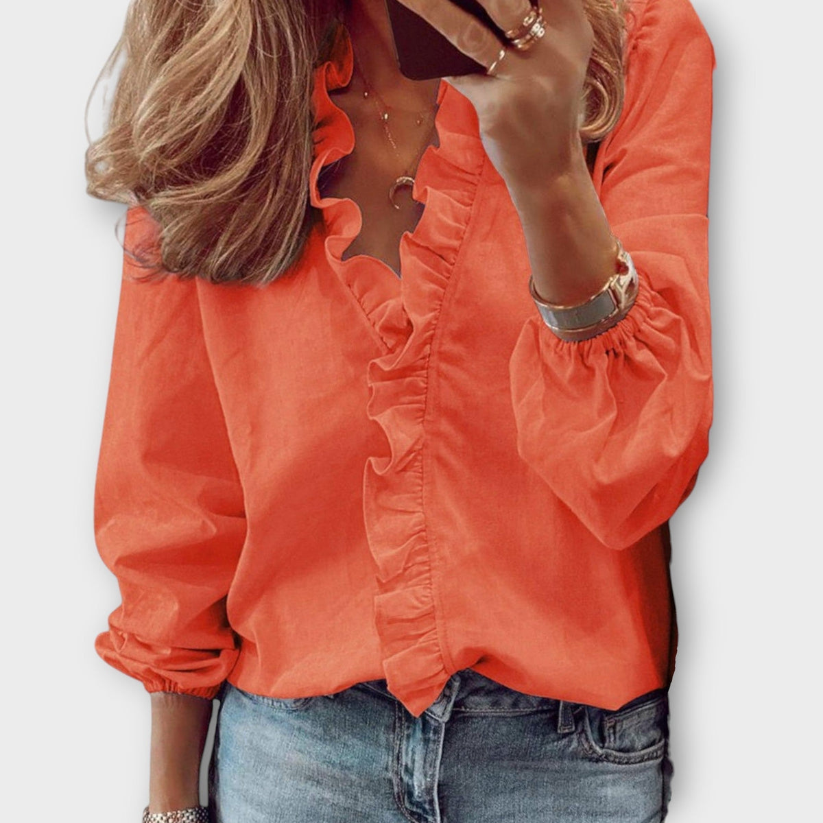 Isadora | Elegant Summer Blouse – Orange | The Bellemont Sisters Australia