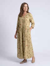 Marina | Floral V Neck Three Quarter Sleeve Maxi Dress – Yellow | The Bellemont Sisters Australia