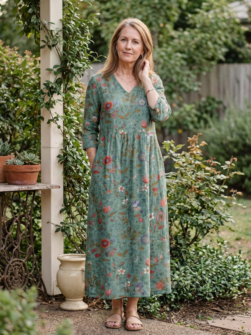 Marina | Floral V Neck Three Quarter Sleeve Maxi Dress | The Bellemont Sisters Australia