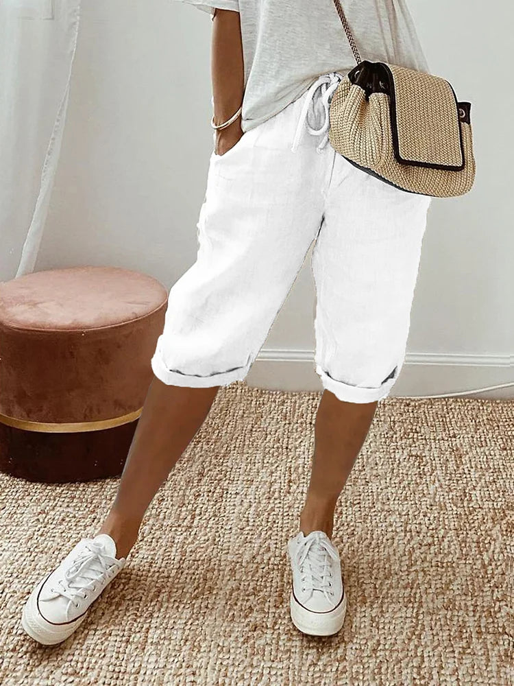 Ophelia - Relaxed Summer Shorts – White | The Bellemont Sisters Australia