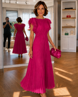 Lara | Classic Pleated Dress – Pink | The Bellemont Sisters Australia