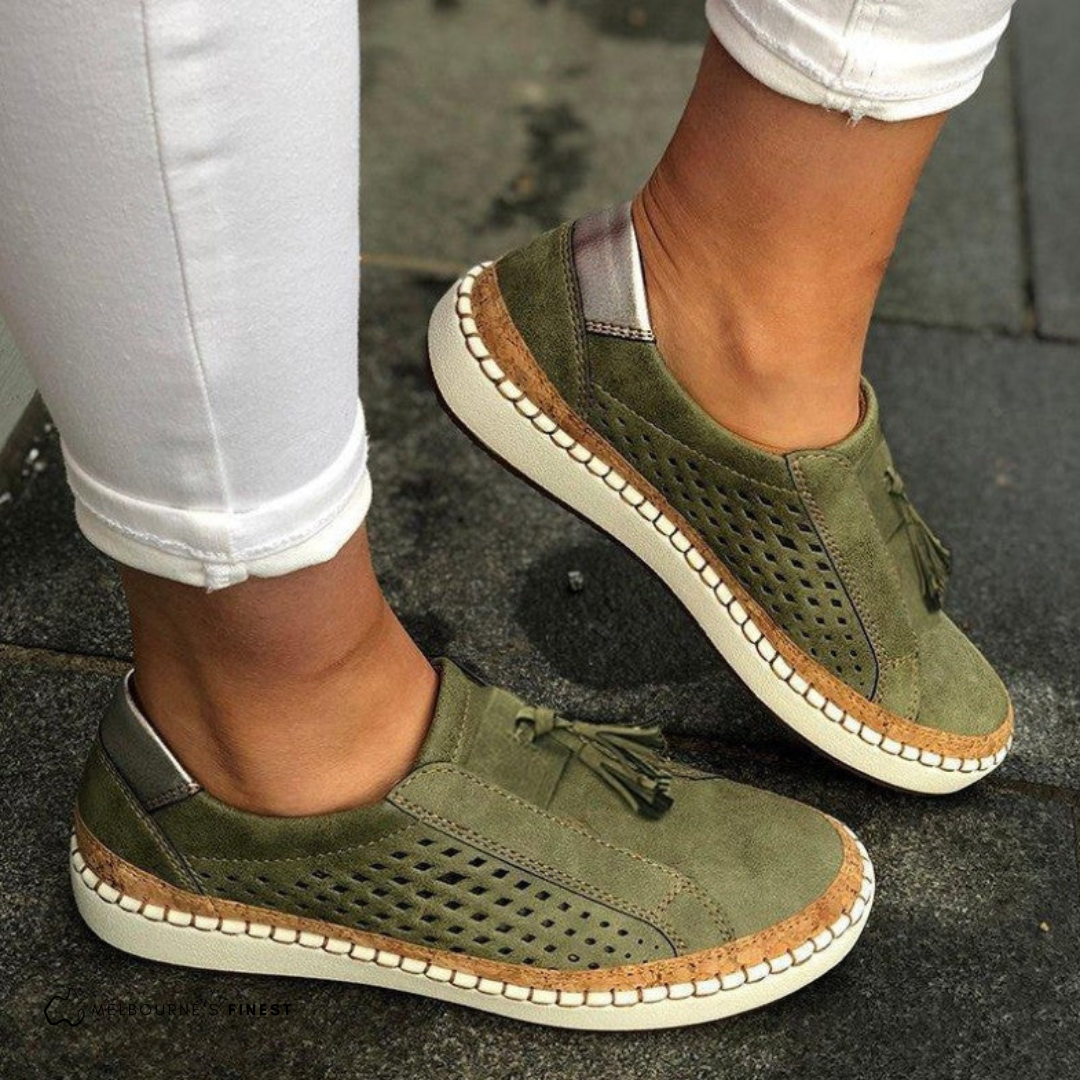 Emma | Orthopedic Comfort Slip-Ons – Green | The Bellemont Sisters Australia