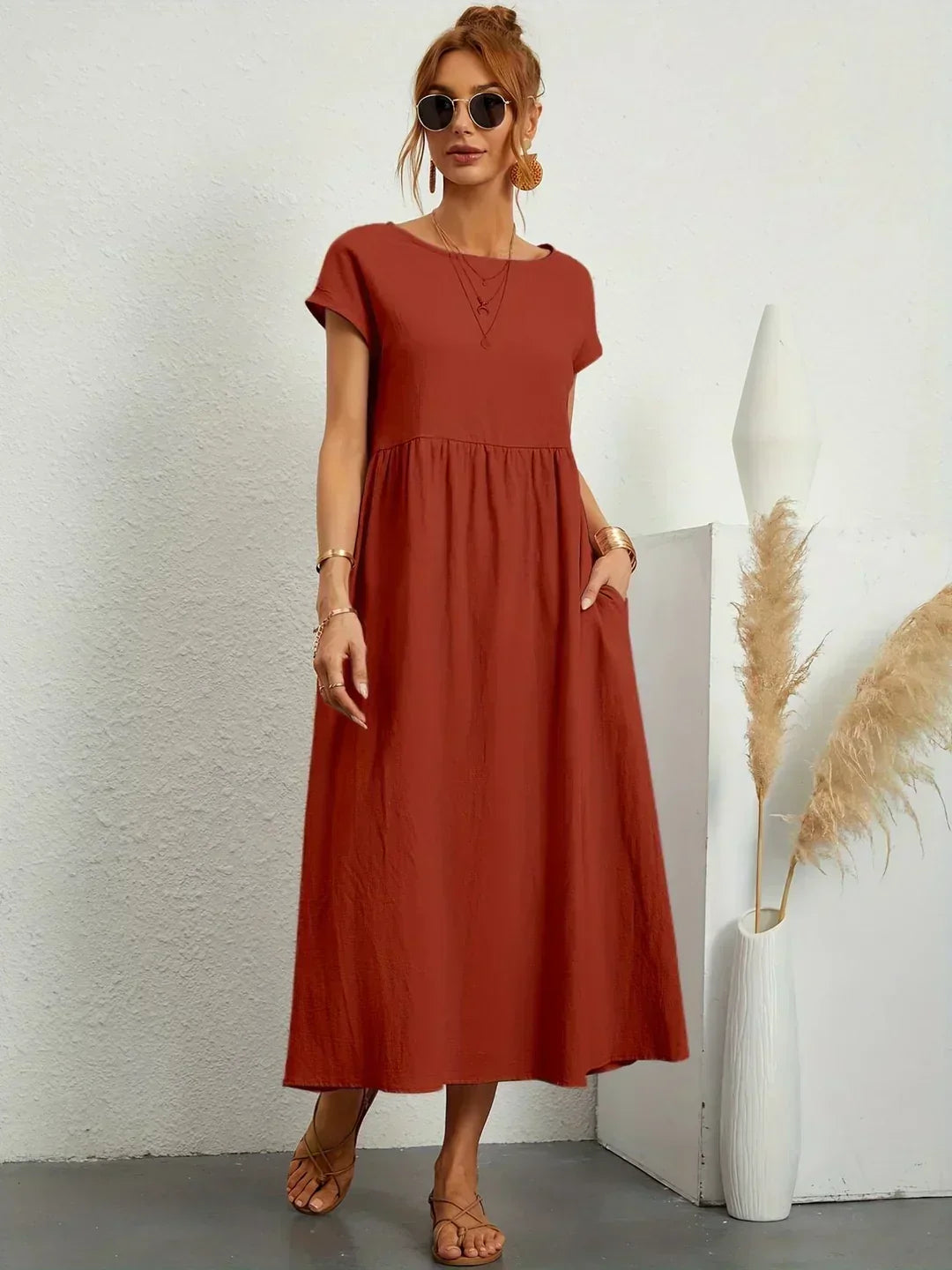 Ursina™ | Fluid Midi Dress – Khaki | The Bellemont Sisters Australia
