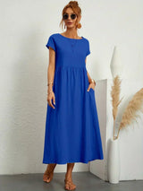 Ursina™ | Fluid Midi Dress – Blue | The Bellemont Sisters Australia