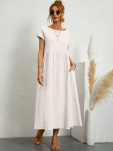 Ursina™ | Fluid Midi Dress – White | The Bellemont Sisters Australia