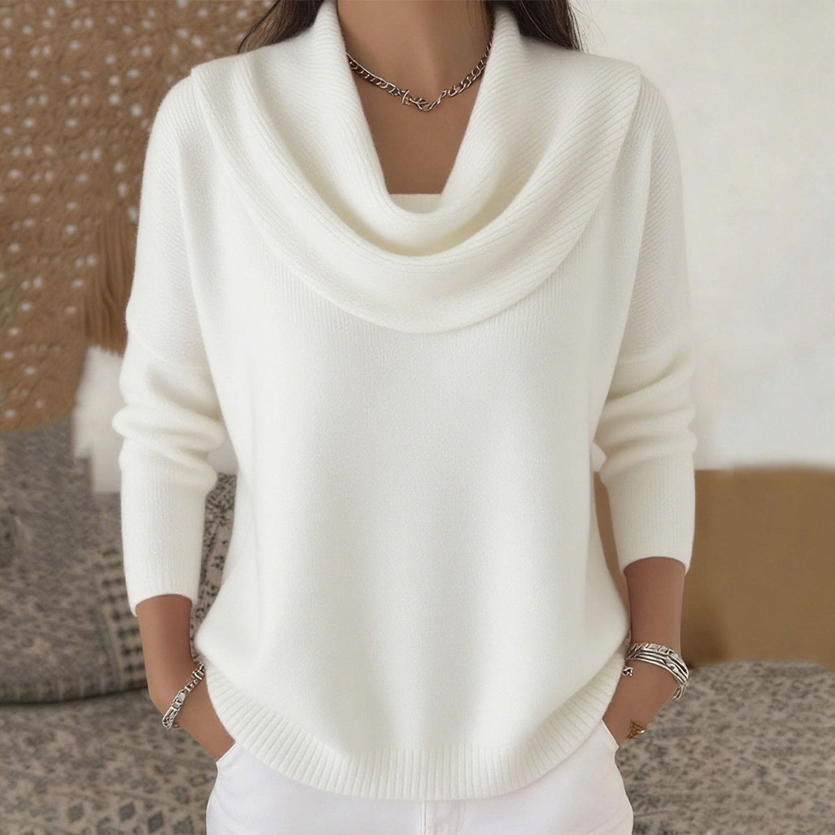 Vionne | Sweater with Collar – White | The Bellemont Sisters Australia