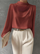 Madison | Women Elegant Relaxed Fit Long Sleeve Blouse – Coral | The Bellemont Sisters Australia