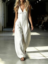 Isla | Wide-Leg Jumpsuit – White | The Bellemont Sisters Australia