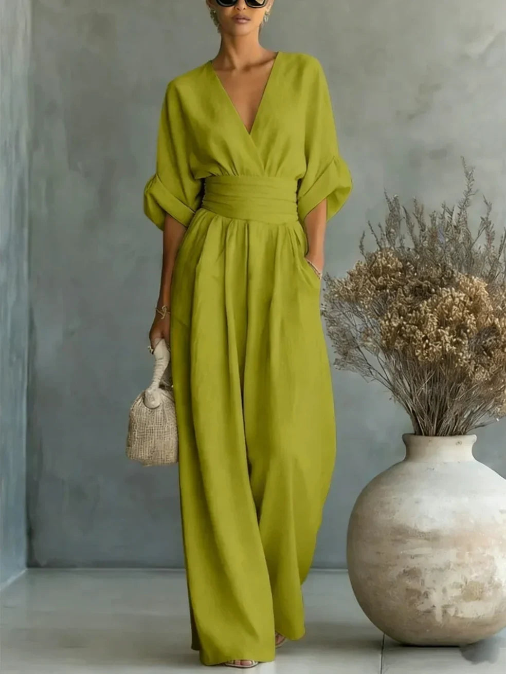 Fontella™ Elegant Jumpsuit – Green | The Bellemont Sisters Australia