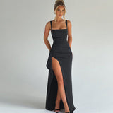 MARILYN™ - Elegant Formal Slip Maxi Dress with Open Back – Gray | The Bellemont Sisters Australia