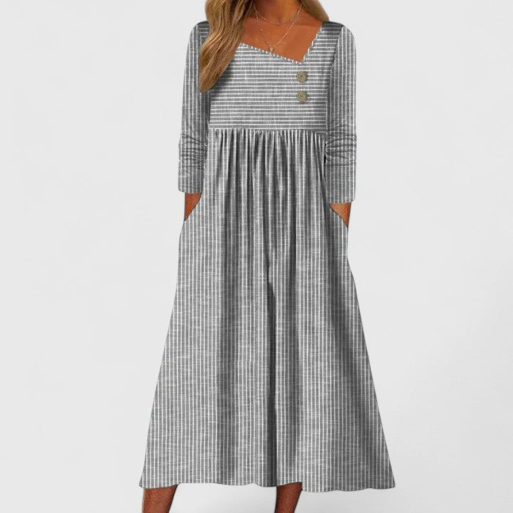 Cleomarie | Elegant Midi Dress – Gray | The Bellemont Sisters Australia