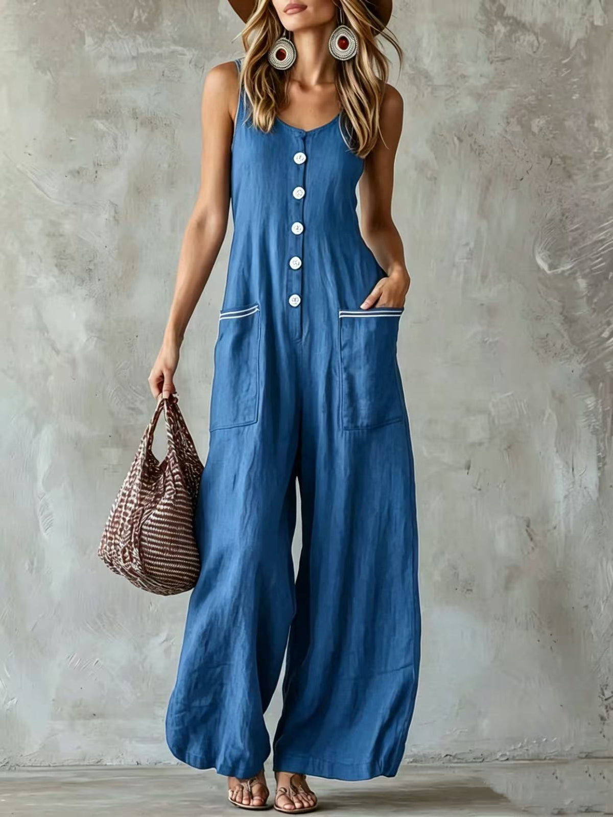 Nova | Summer Button Jumpsuit – Royal Blue | The Bellemont Sisters Australia