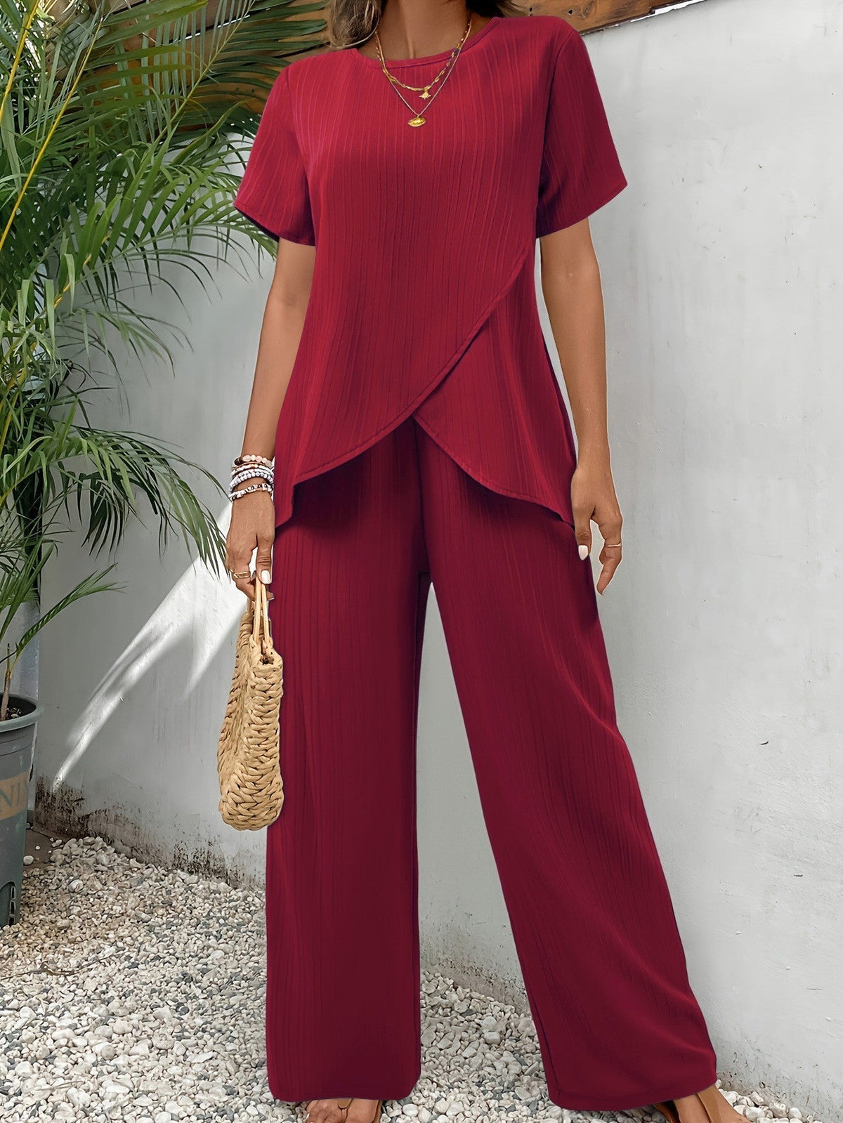 Patricia | Elegant Comfort Two-Piece Set – Burgundy | The Bellemont Sisters Australia
