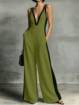 Luna |  Side Stripe Jumpsuit – Olive Green | The Bellemont Sisters Australia