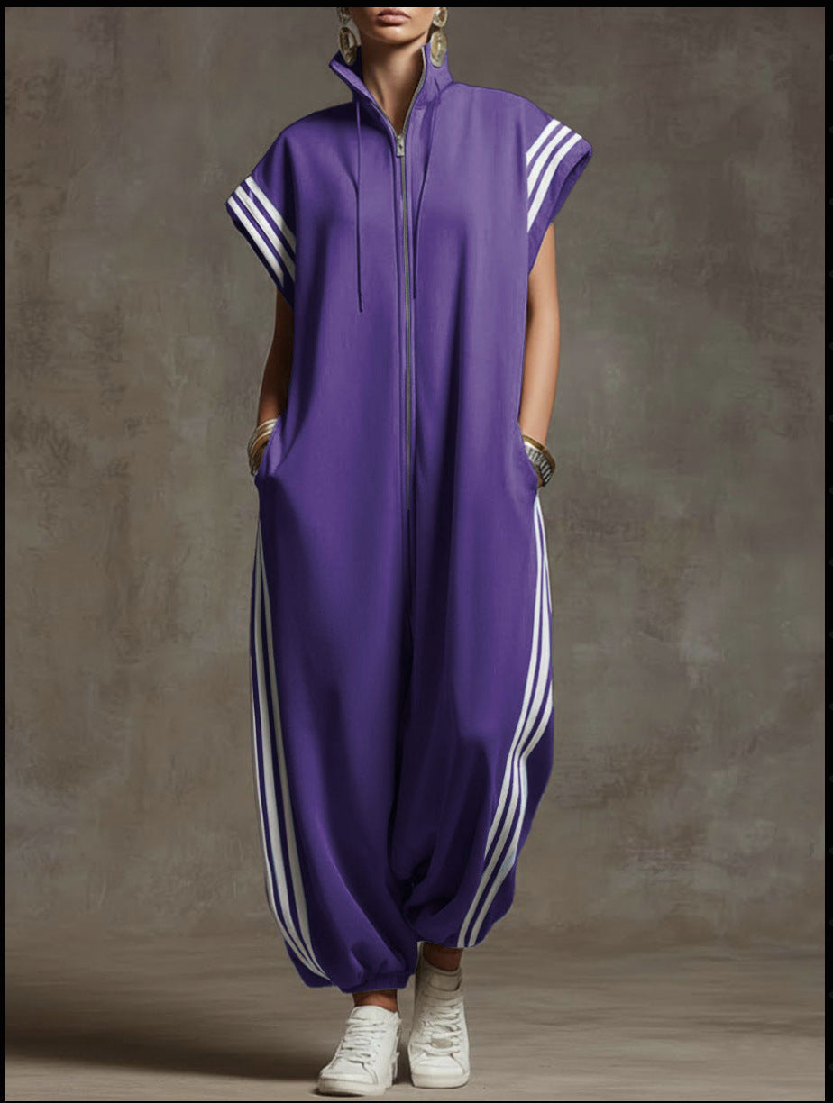 Bridgette | Zipper Neck Jumpsuit – Purple | The Bellemont Sisters Australia